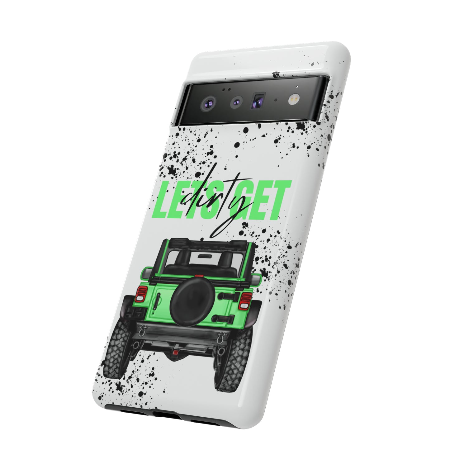 Lets Get Dirty Off Road Green Splatter Protective Phone Case