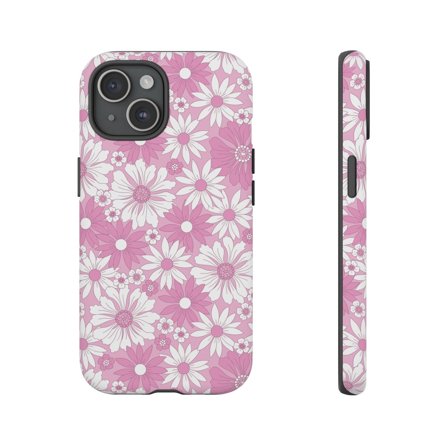 Pink and White Flowers Protective Phone Case