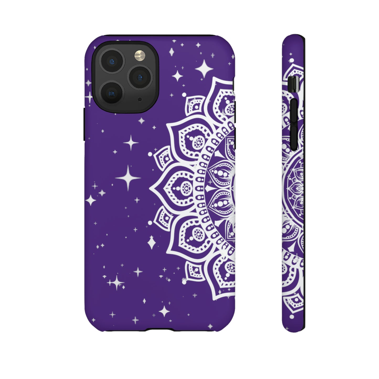 Purple mandala protective phone case for iPhone, Samsung and Google