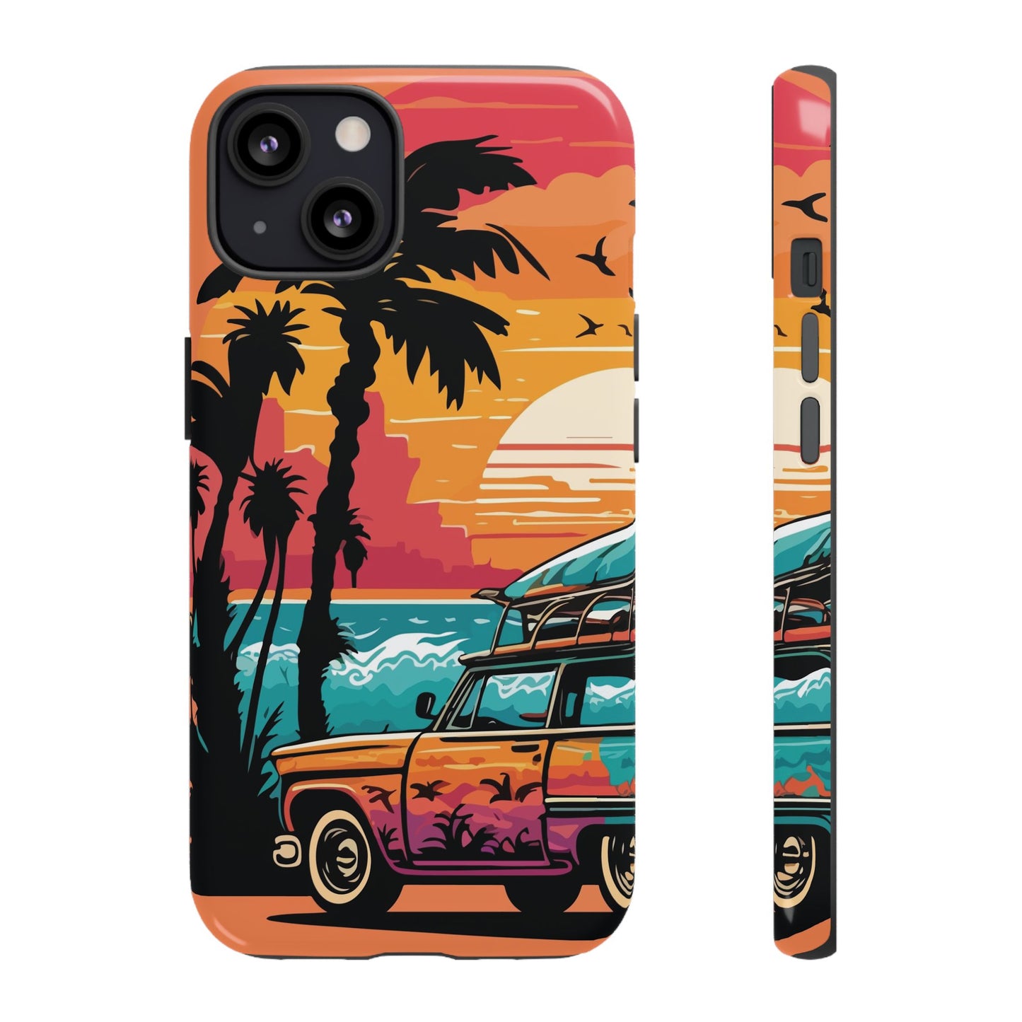 Summer Retro Sunset Protective Phone Case