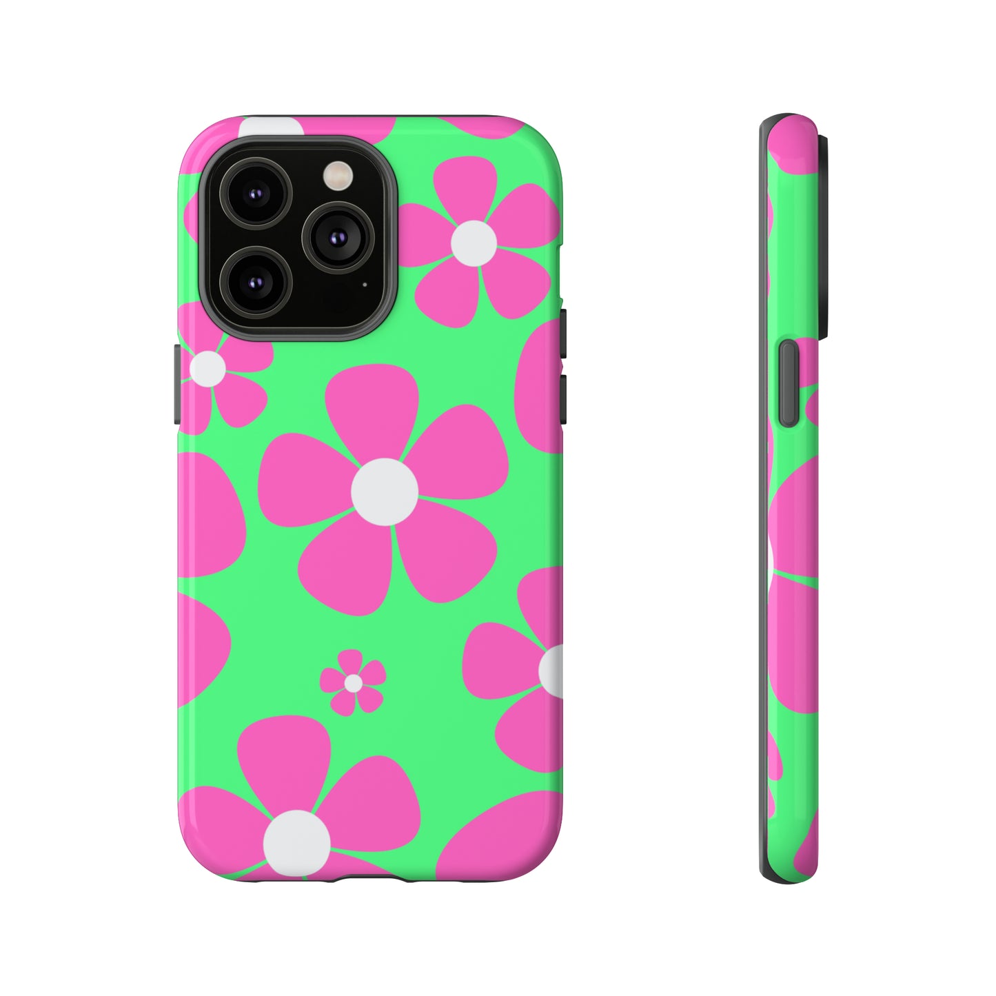 Green with pink flowers protective case