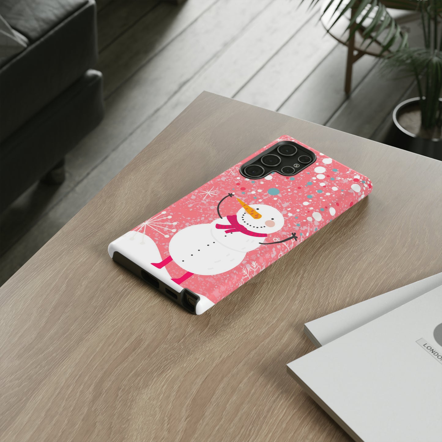 Pink Snowman Protective Case for Iphone, Samsung and a Google phones