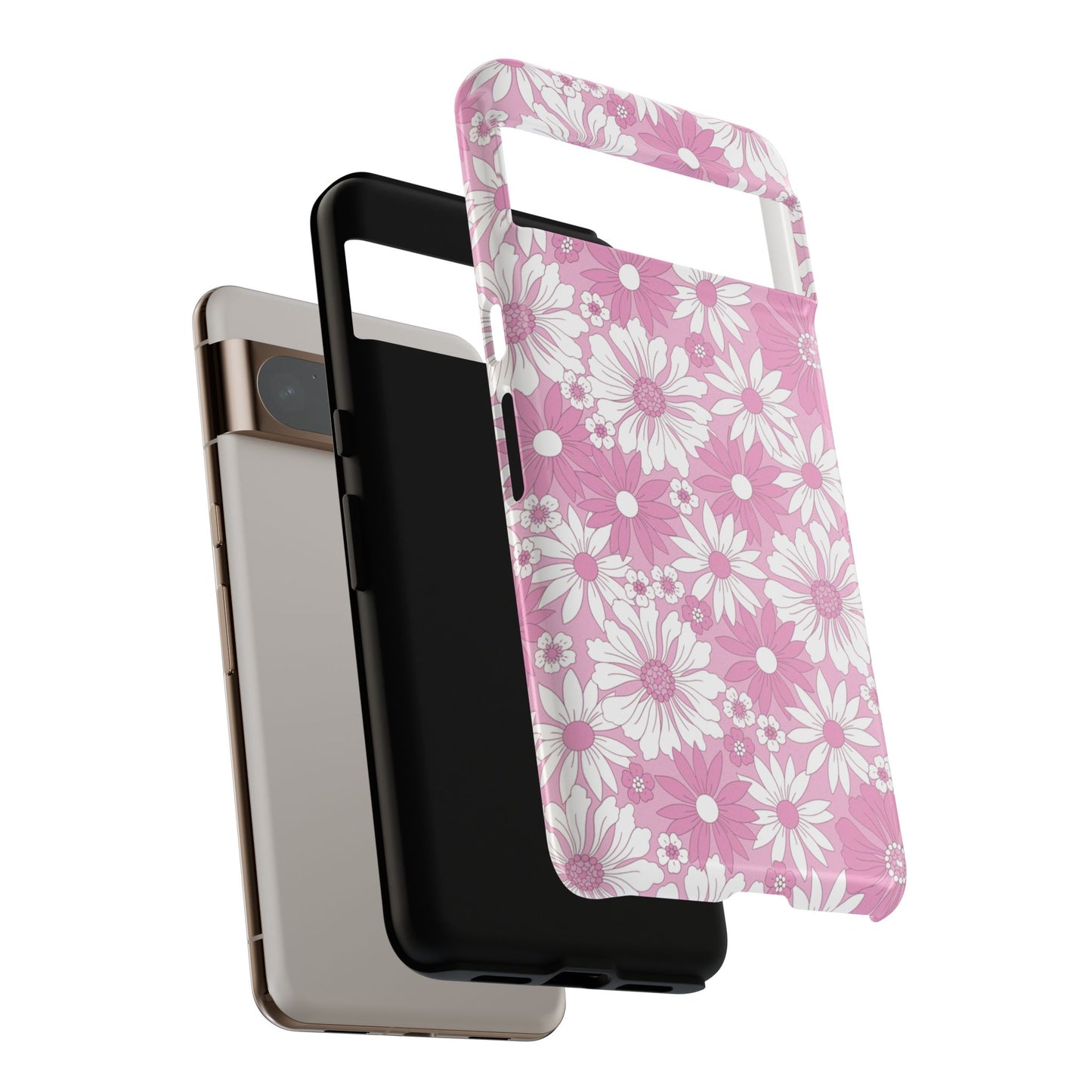Pink and White Flowers Protective Phone Case