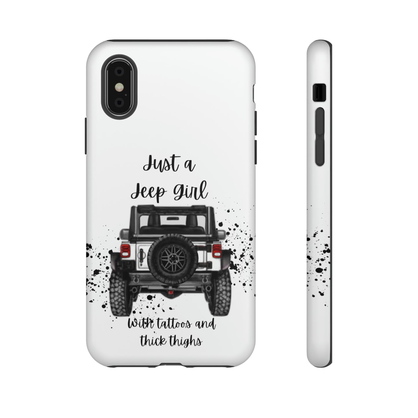 Off Road Girl with Tattoos and Thick Thighs Black Protective Phone Case