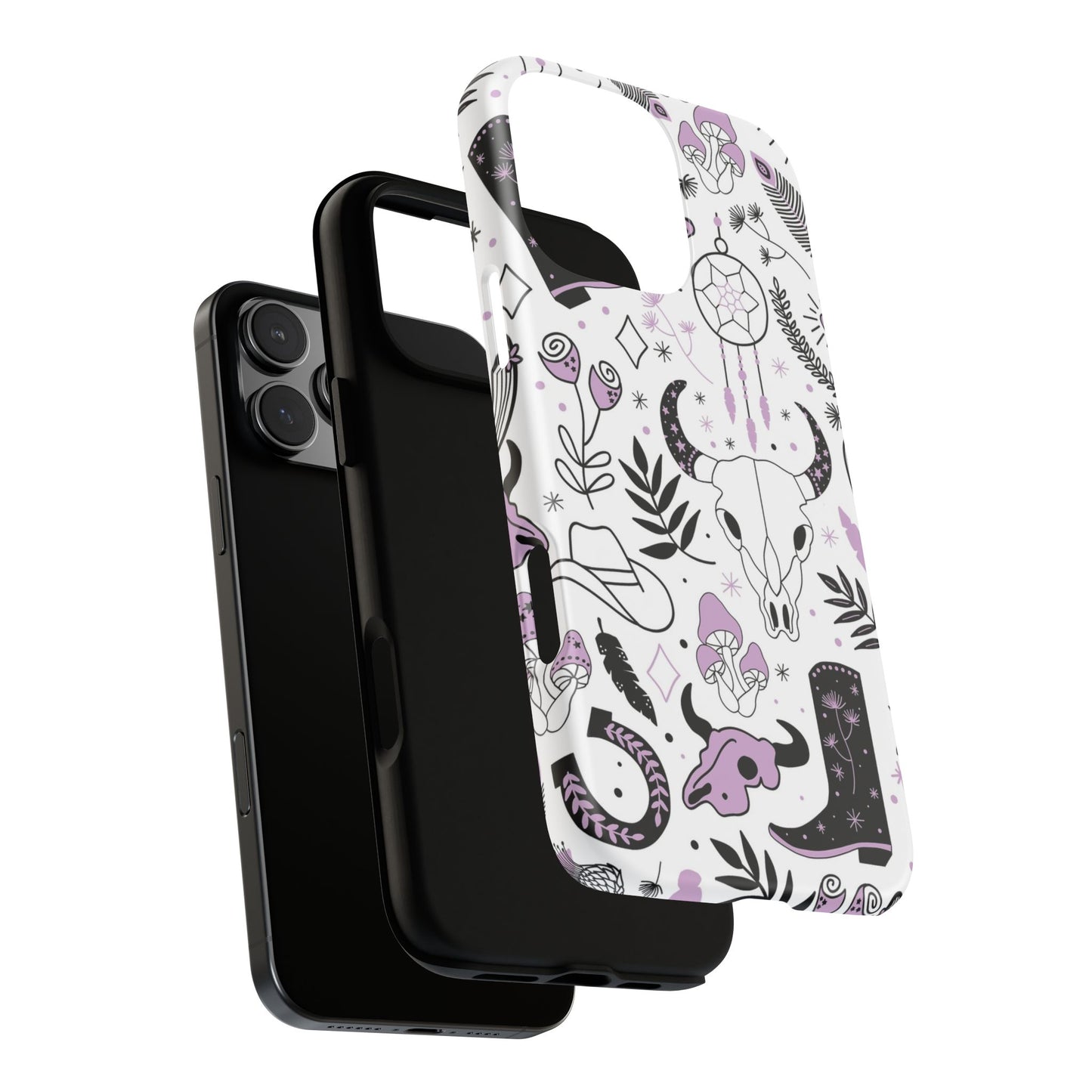 Purple and Black Western Protective Drop Proof Case Iphone, Samsung and Google phones