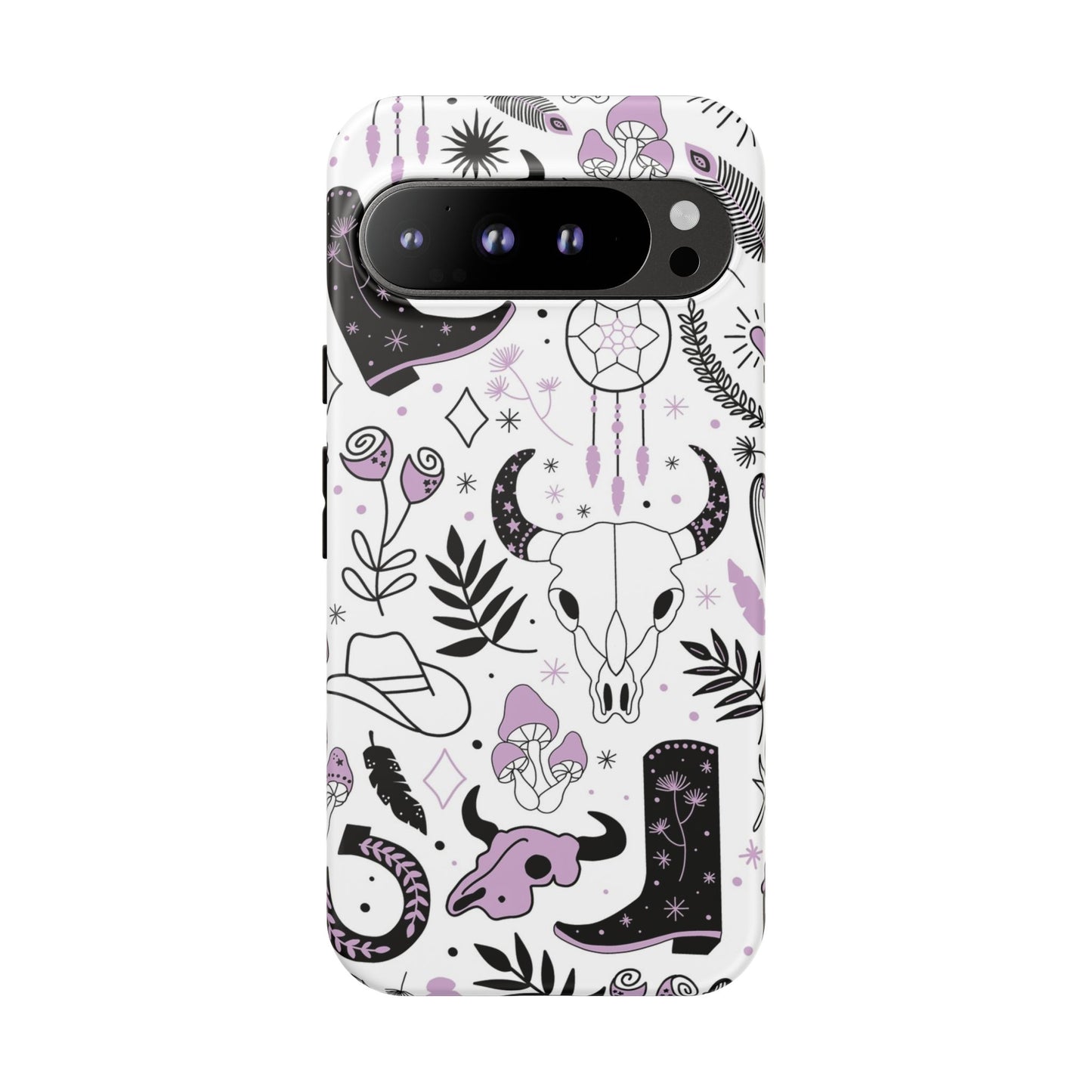 Purple and Black Western Protective Drop Proof Case Iphone, Samsung and Google phones