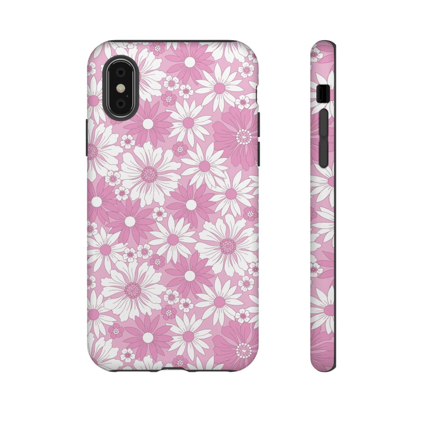 Pink and White Flowers Protective Phone Case