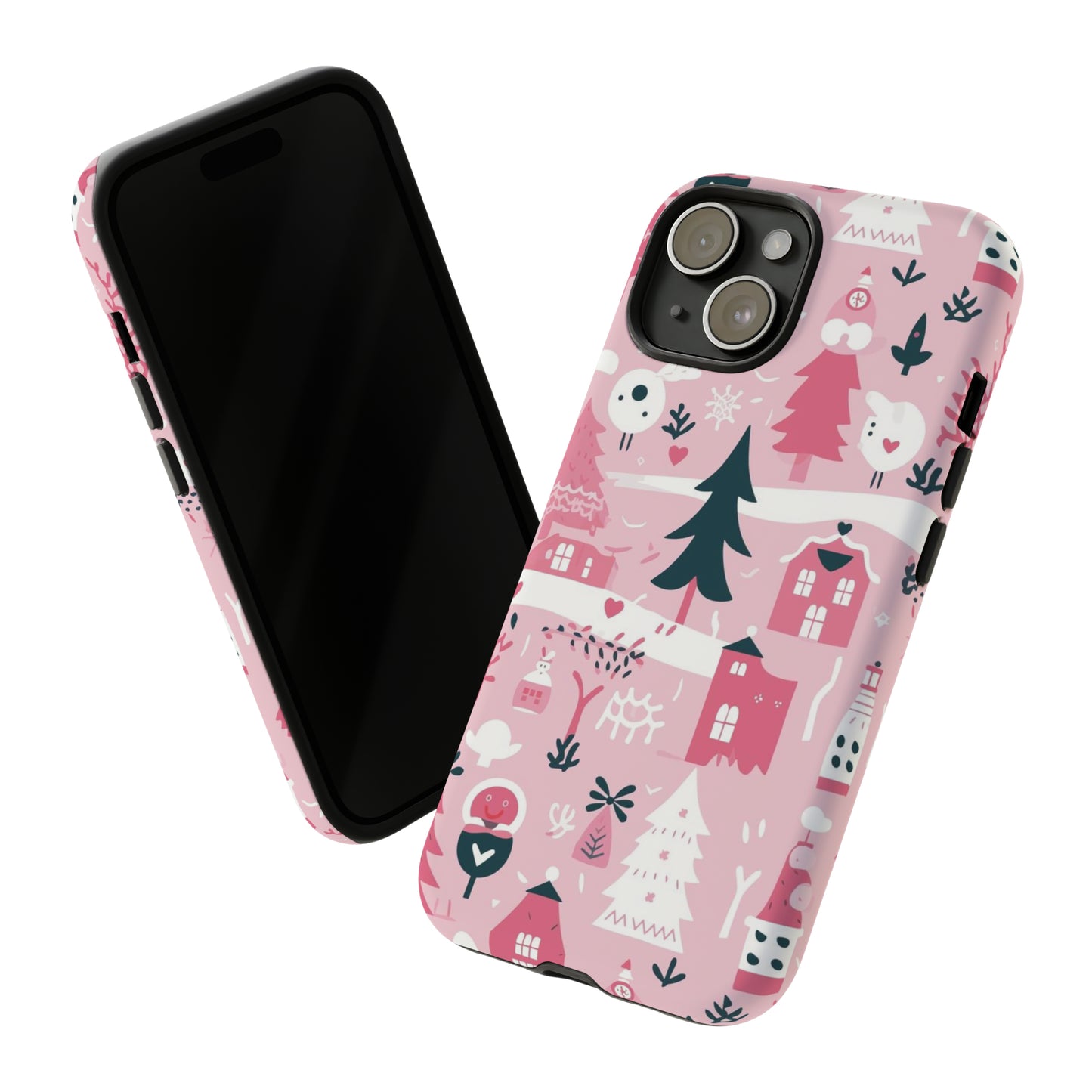 Pink Christmas Design Protective Case for Iphone, Samsung and Google Phones