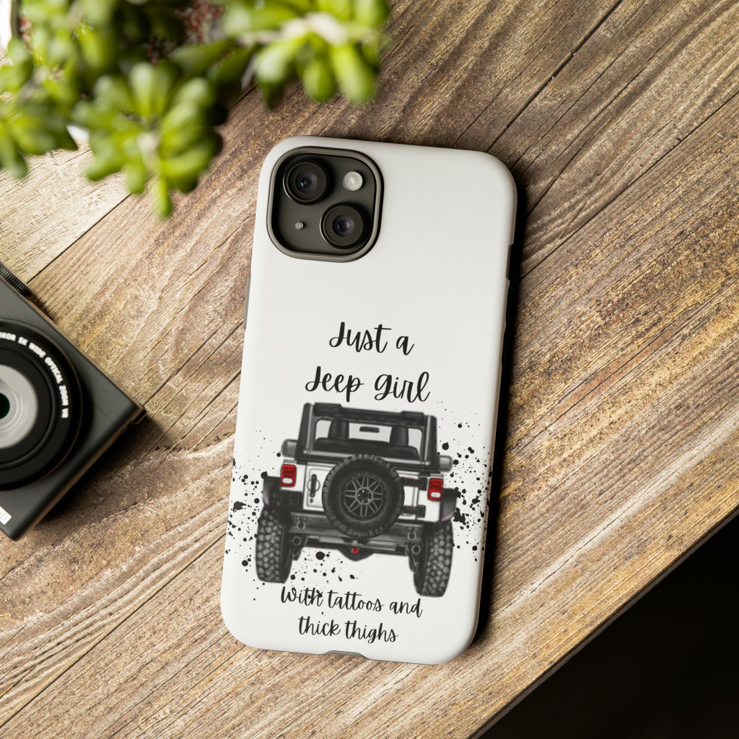 Off Road Girl with Tattoos and Thick Thighs Black Protective Phone Case