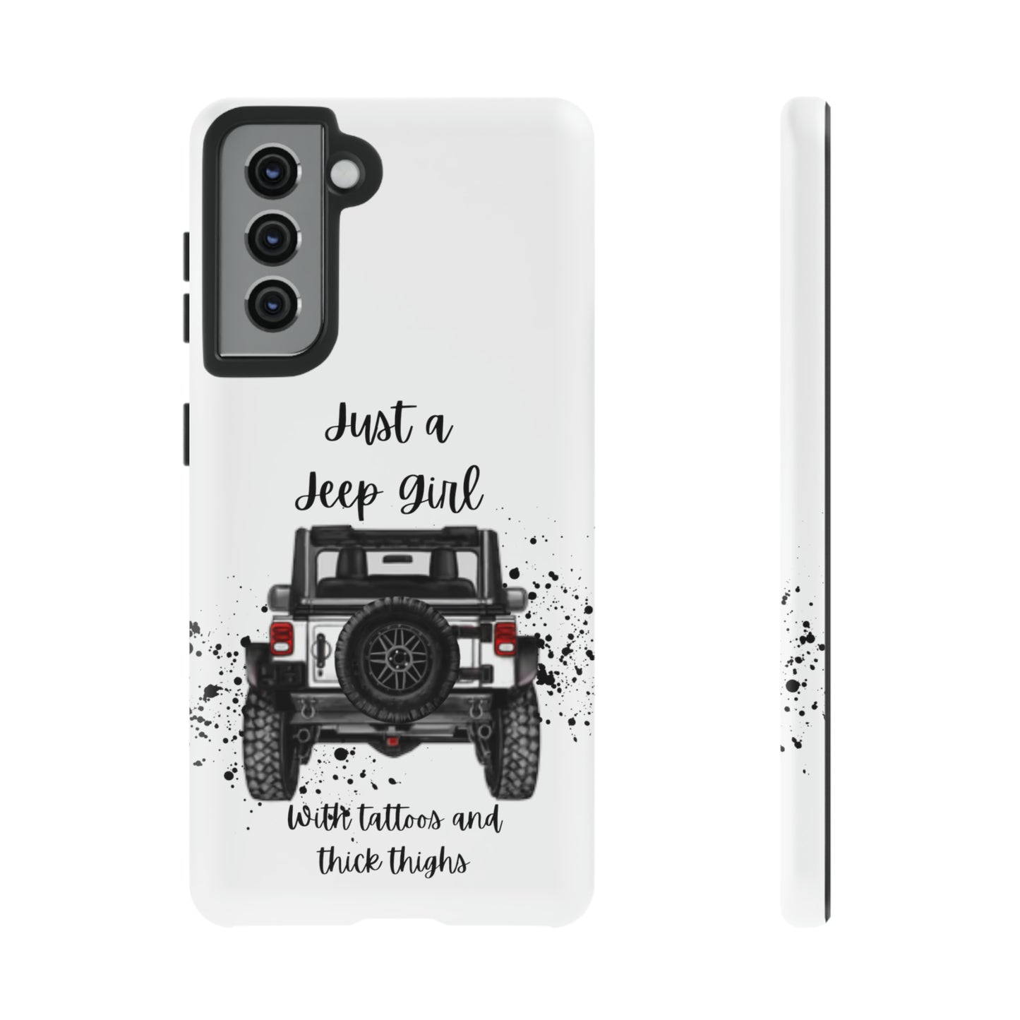 Off Road Girl with Tattoos and Thick Thighs Black Protective Phone Case