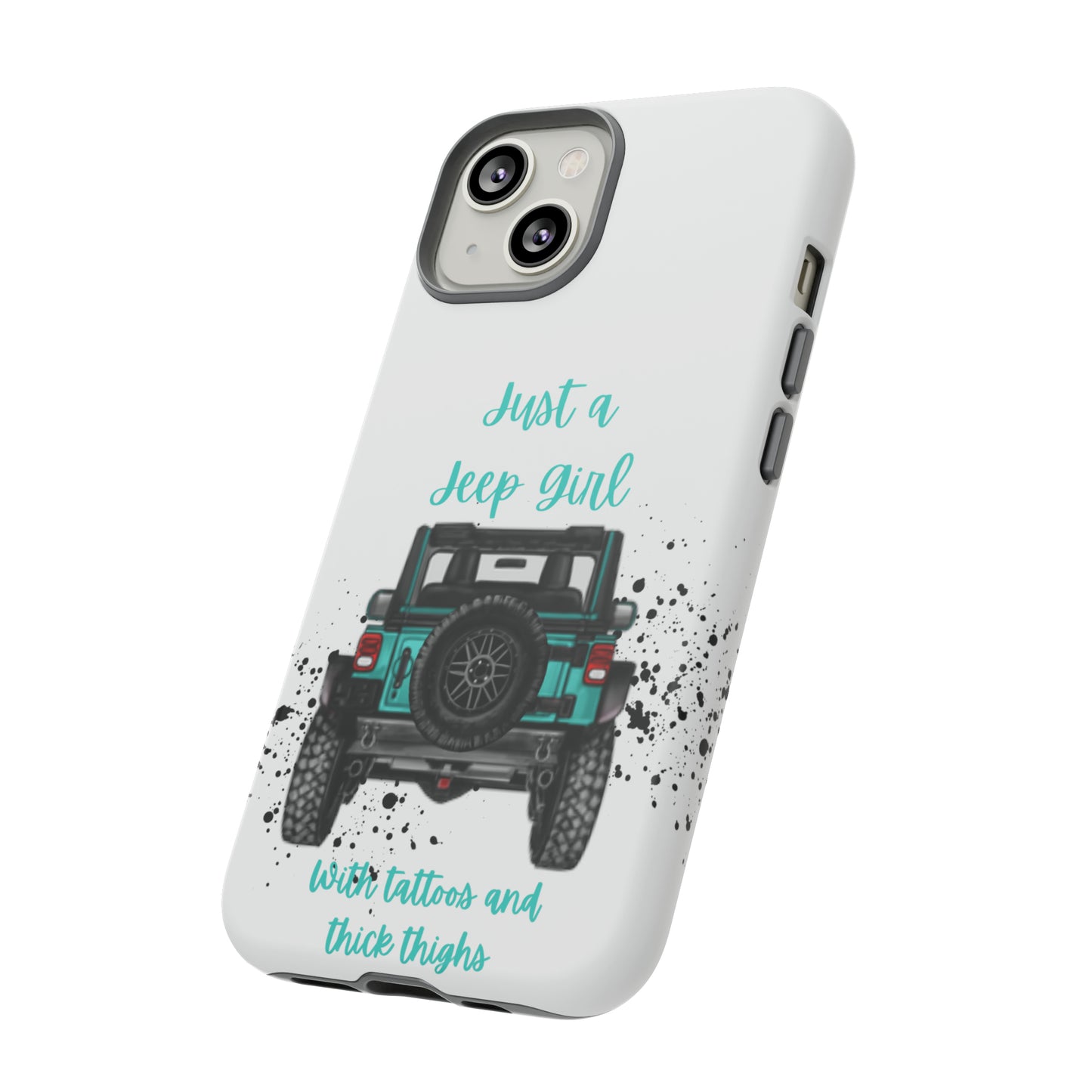 Off Road Girl with Tattoos and Thick Thighs Turquoise Protective Phone Case