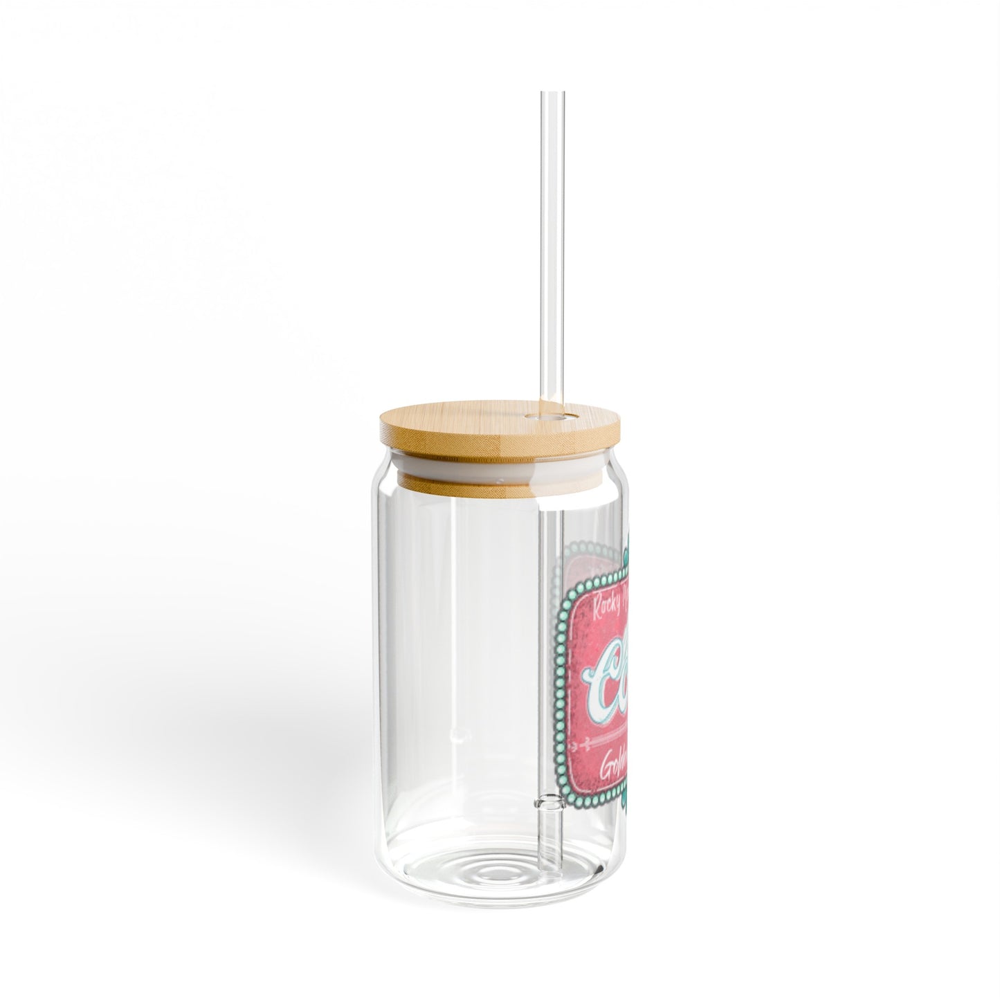 Pink Coors 16oz Glass Can with Lid and Straw