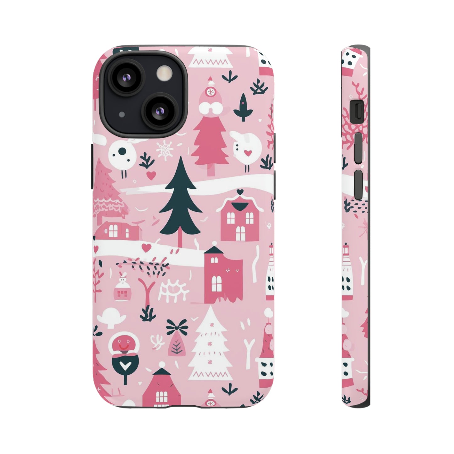 Pink Christmas Design Protective Case for Iphone, Samsung and Google Phones