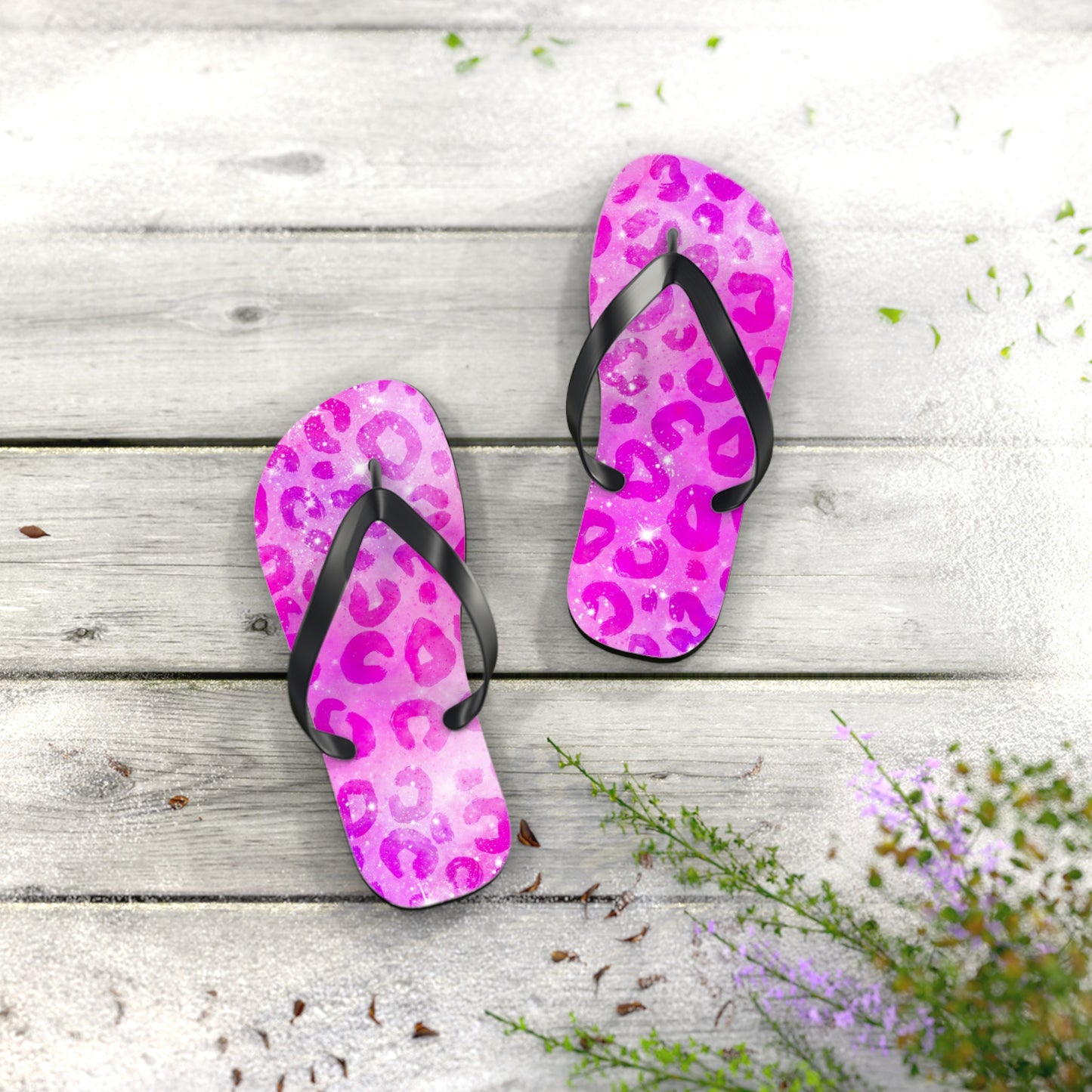 Hot Pink Leopard Flip Flops