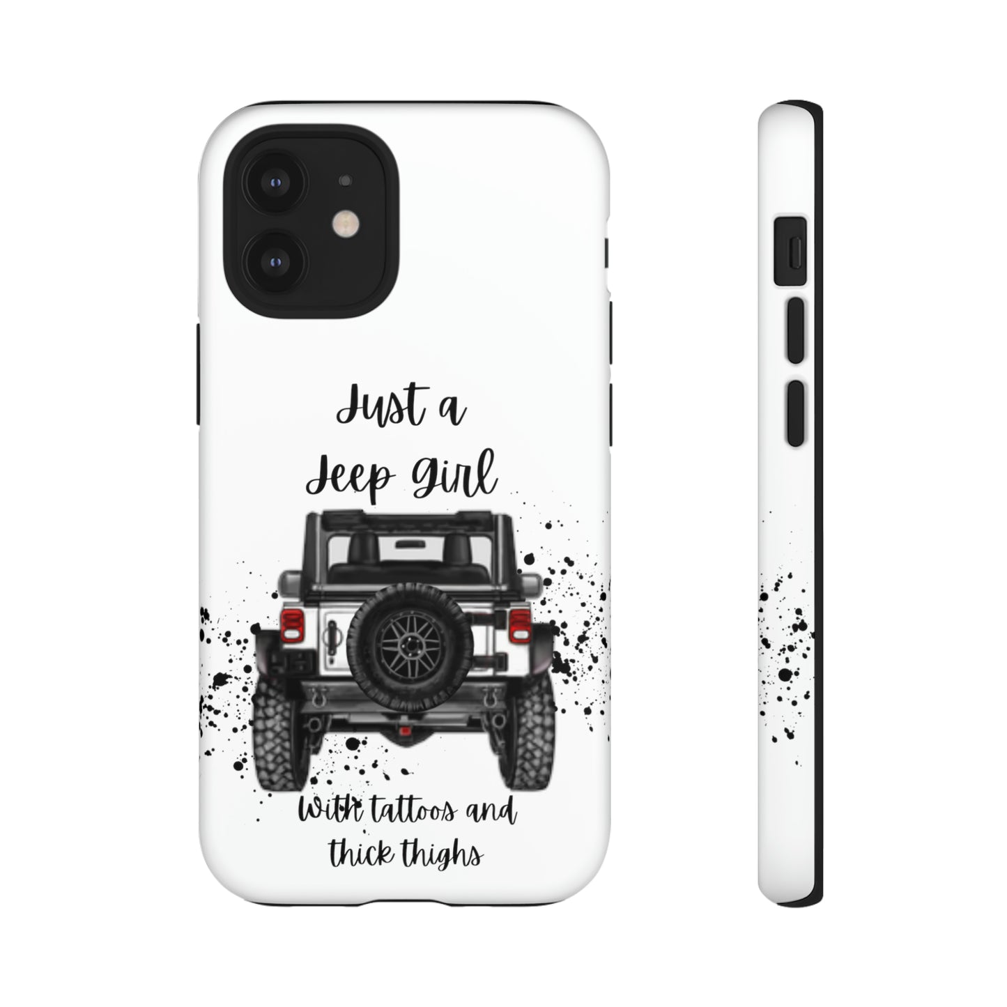 Off Road Girl with Tattoos and Thick Thighs Black Protective Phone Case