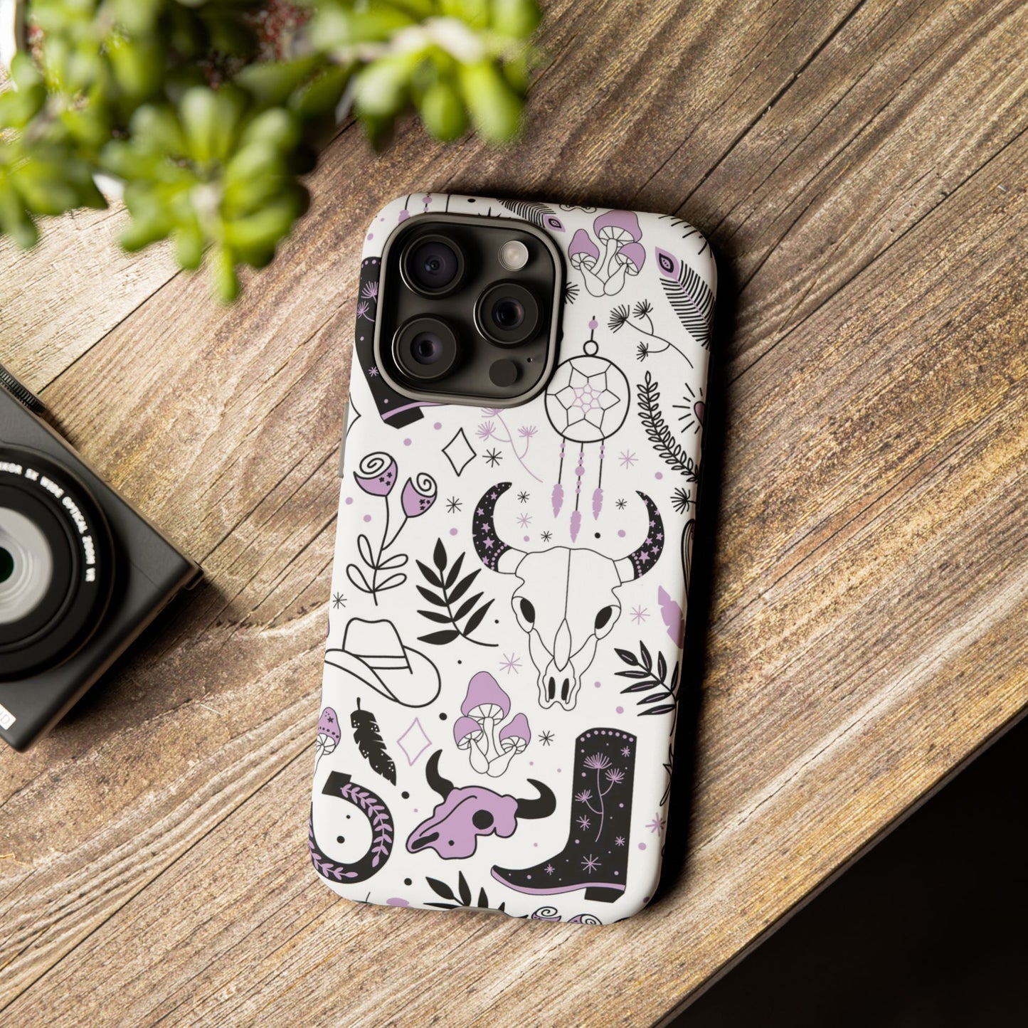 Purple and Black Western Protective Drop Proof Case Iphone, Samsung and Google phones