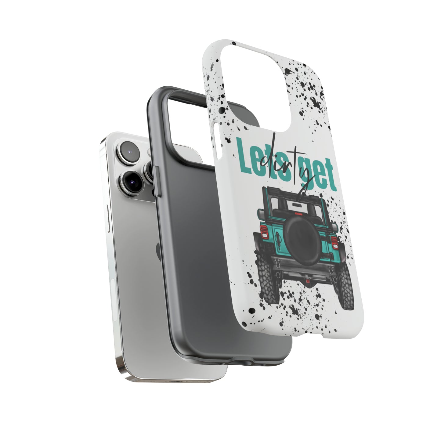 Lets Get Dirty Protective Phone Case for Iphone, Google and Samsung Splatter Turquoise