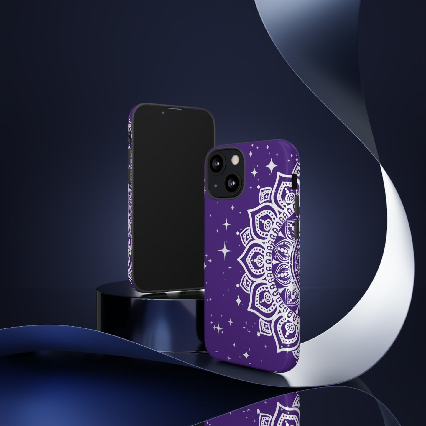 Purple mandala protective phone case for iPhone, Samsung and Google