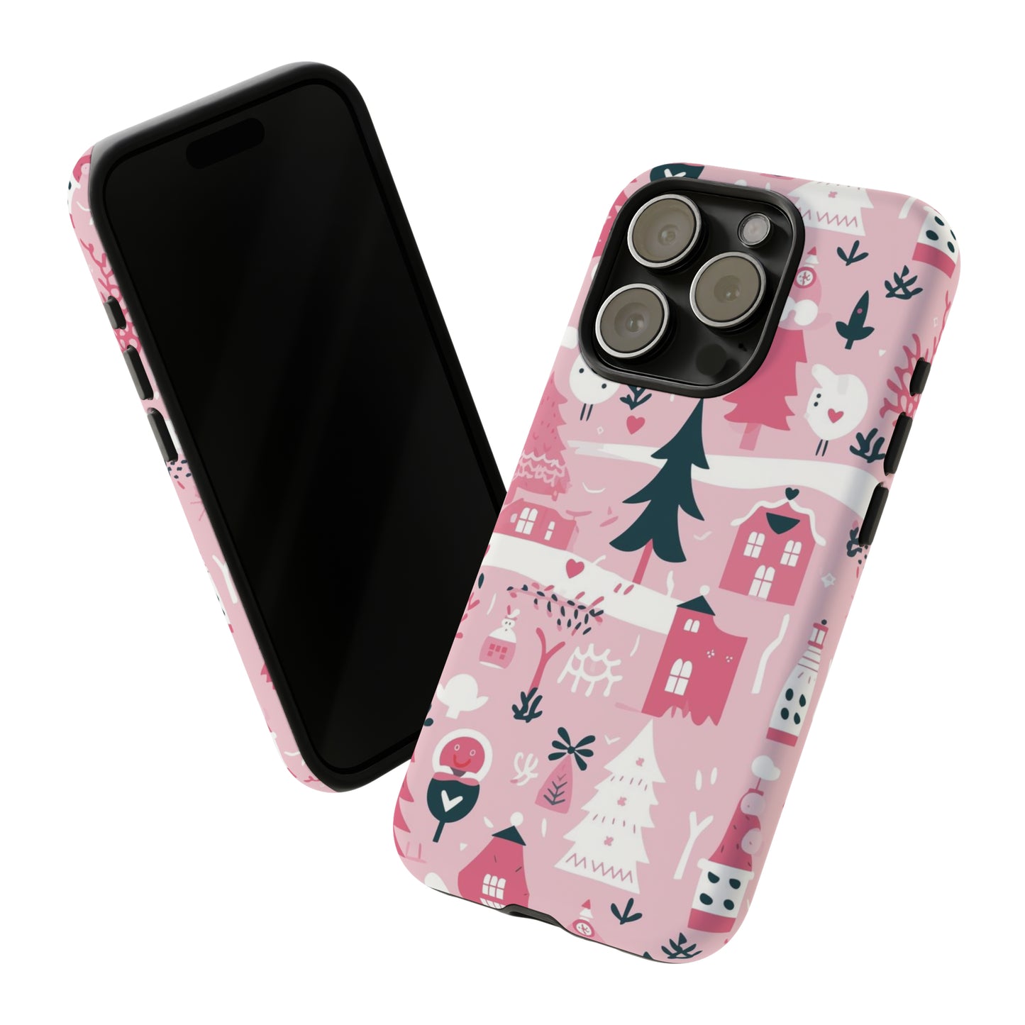 Pink Christmas Design Protective Case for Iphone, Samsung and Google Phones