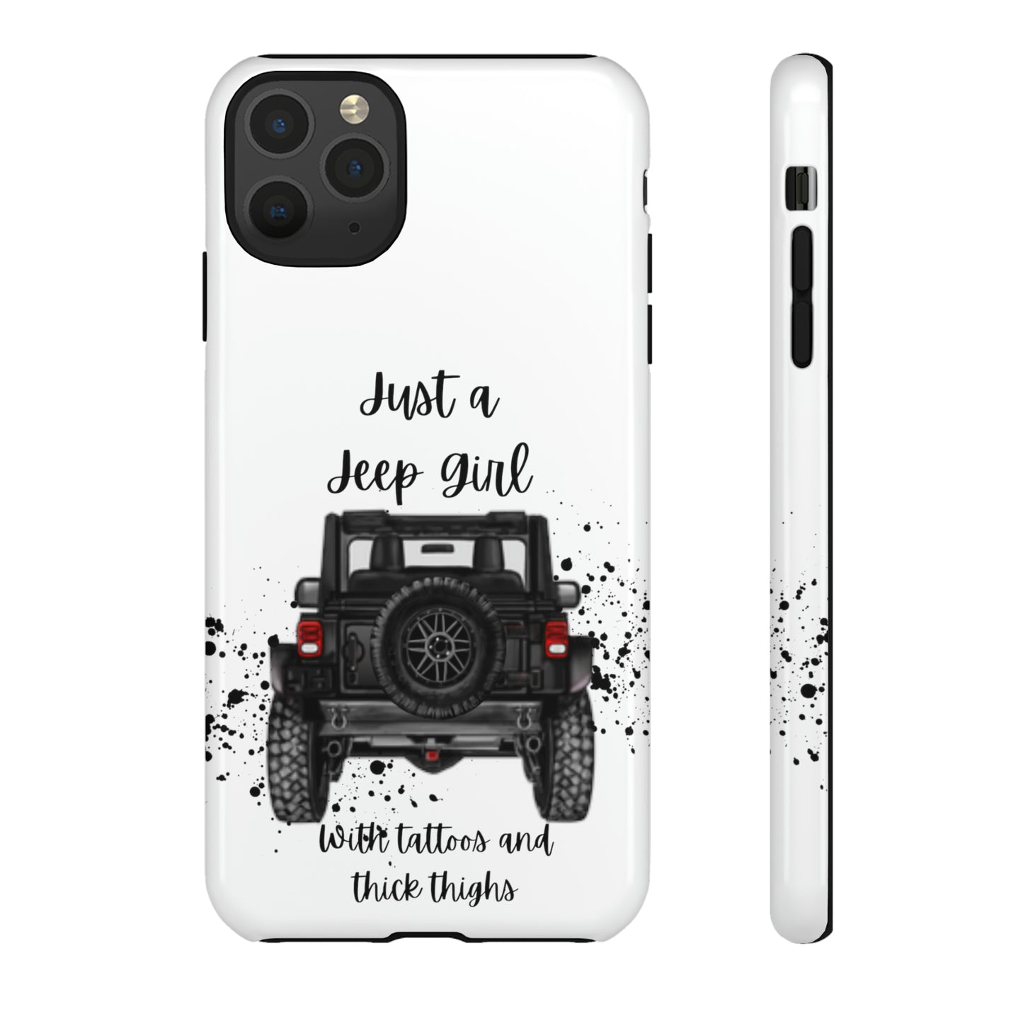 Off Road Girl with Tattoos and Thick Thighs Black Protective Phone Case