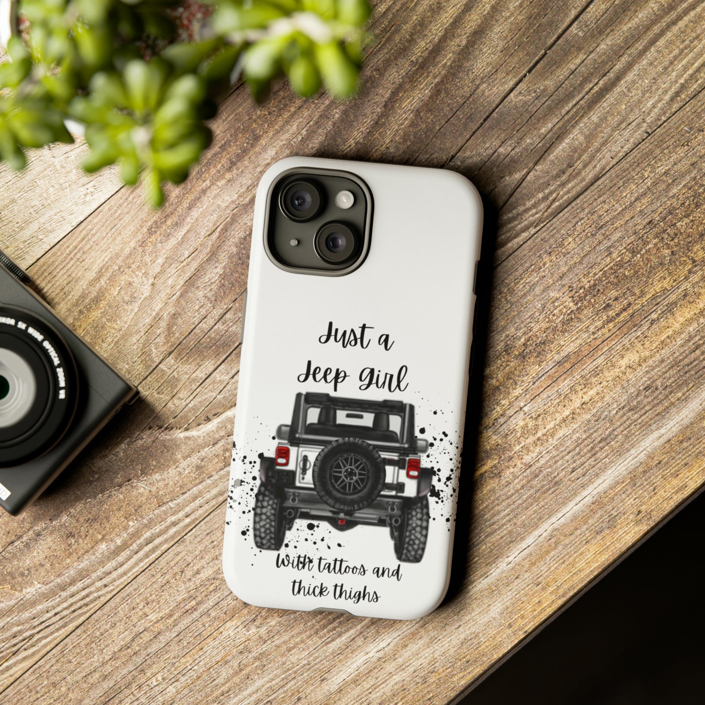 Off Road Girl with Tattoos and Thick Thighs Black Protective Phone Case