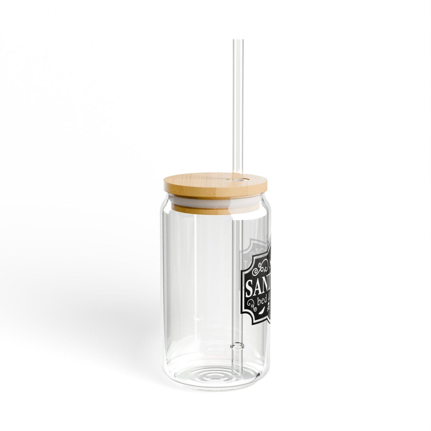 Sanderson Bed and Breakfast 16oz Glass Can with Lid and Straw