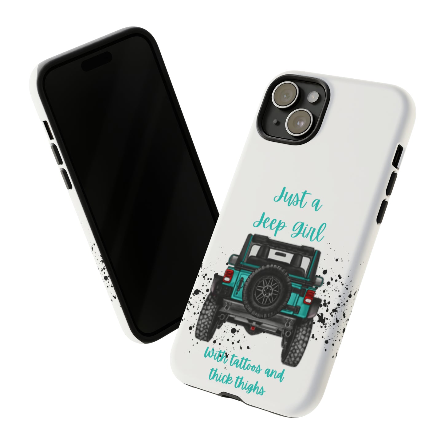 Off Road Girl with Tattoos and Thick Thighs Turquoise Protective Phone Case