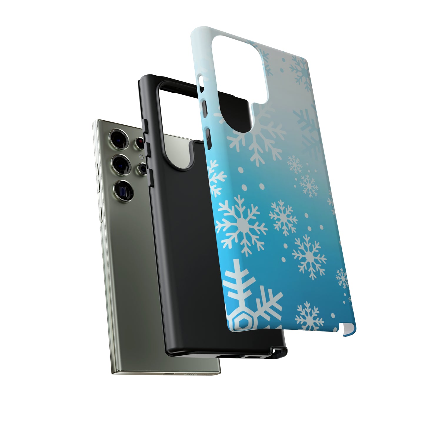 Winter, frozen, snowflake ombré protective phone case for Google, Samsung and IPhone