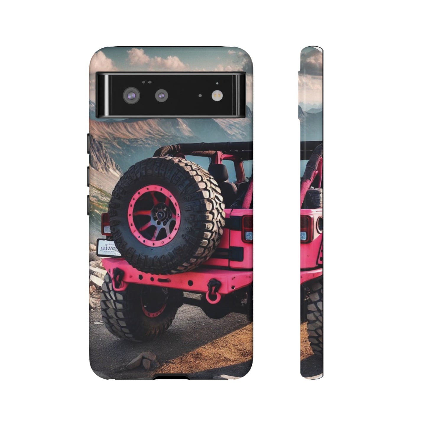 Pink Jeep Tire Protective Phone Case