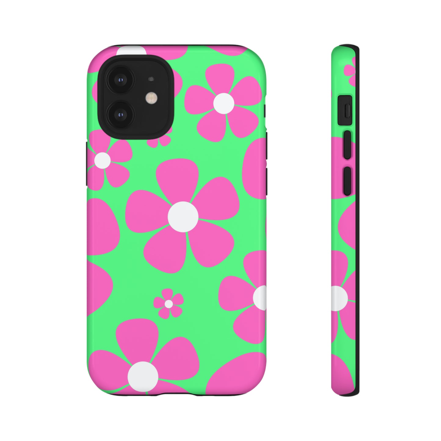 Green with pink flowers protective case