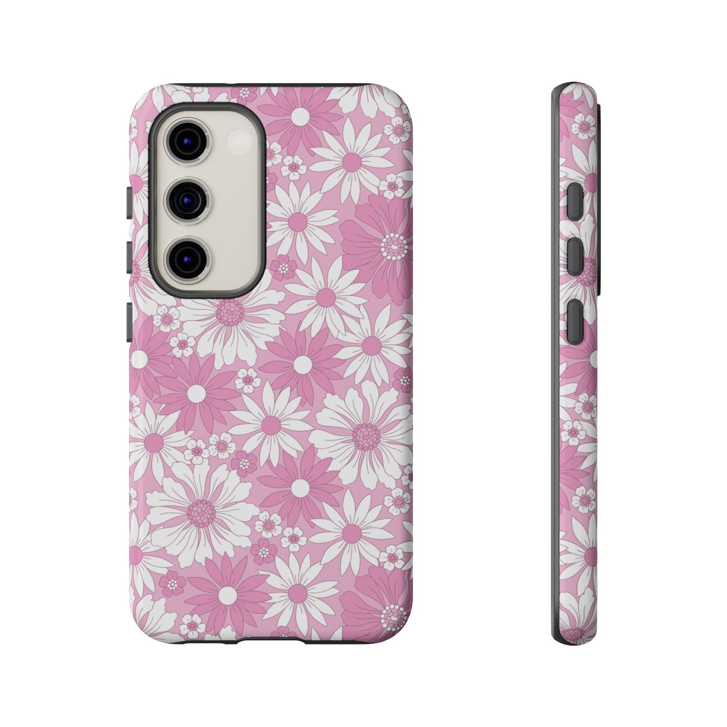 Pink and White Flowers Protective Phone Case