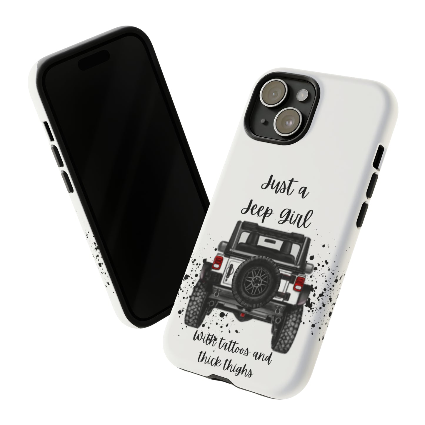 Off Road Girl with Tattoos and Thick Thighs Black Protective Phone Case