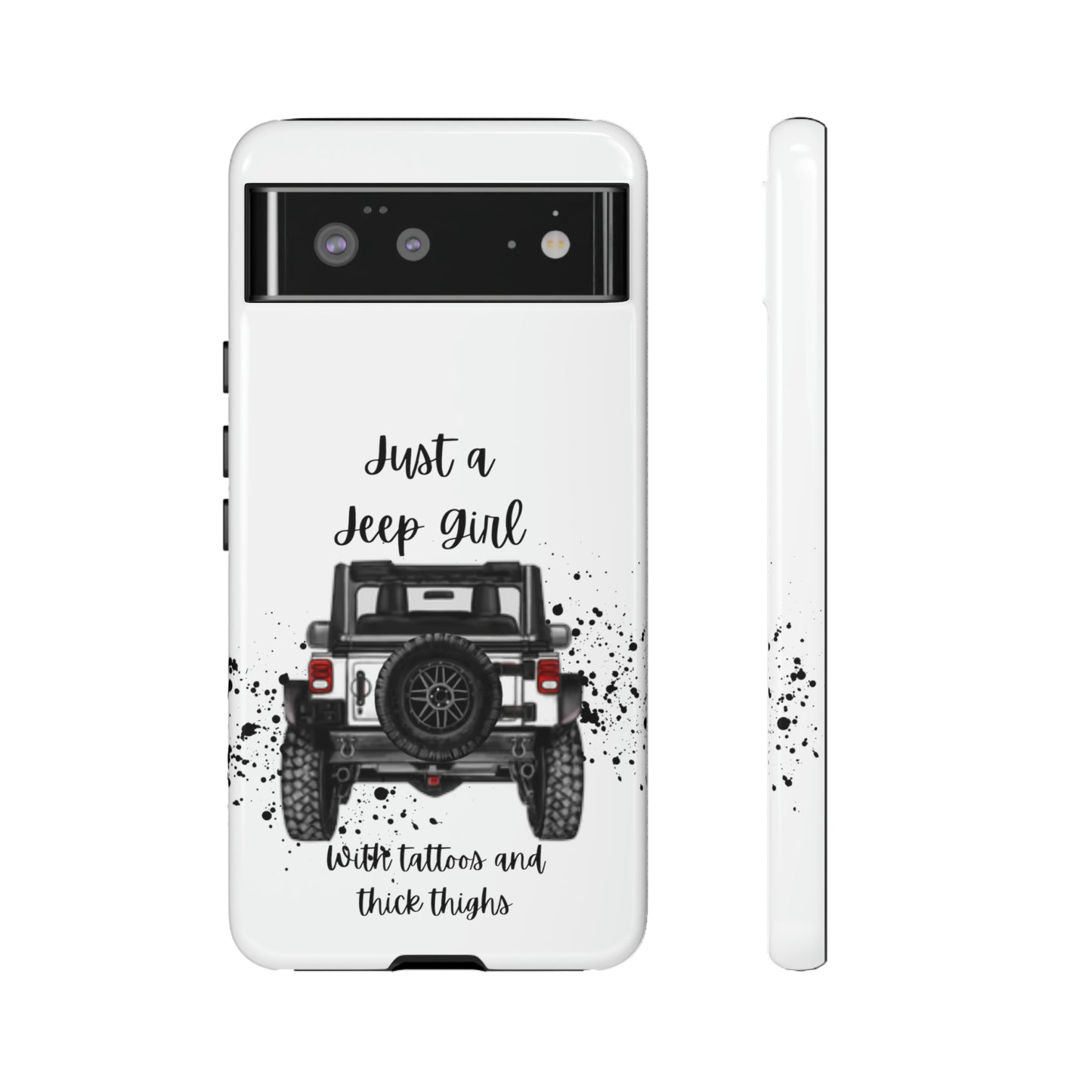 Off Road Girl with Tattoos and Thick Thighs Black Protective Phone Case