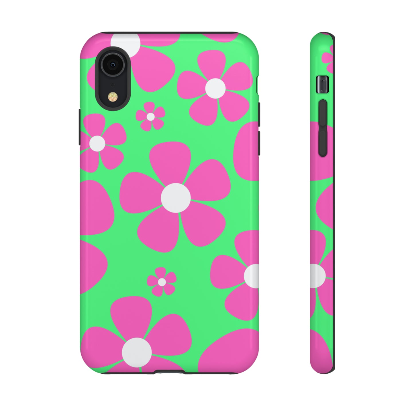 Green with pink flowers protective case