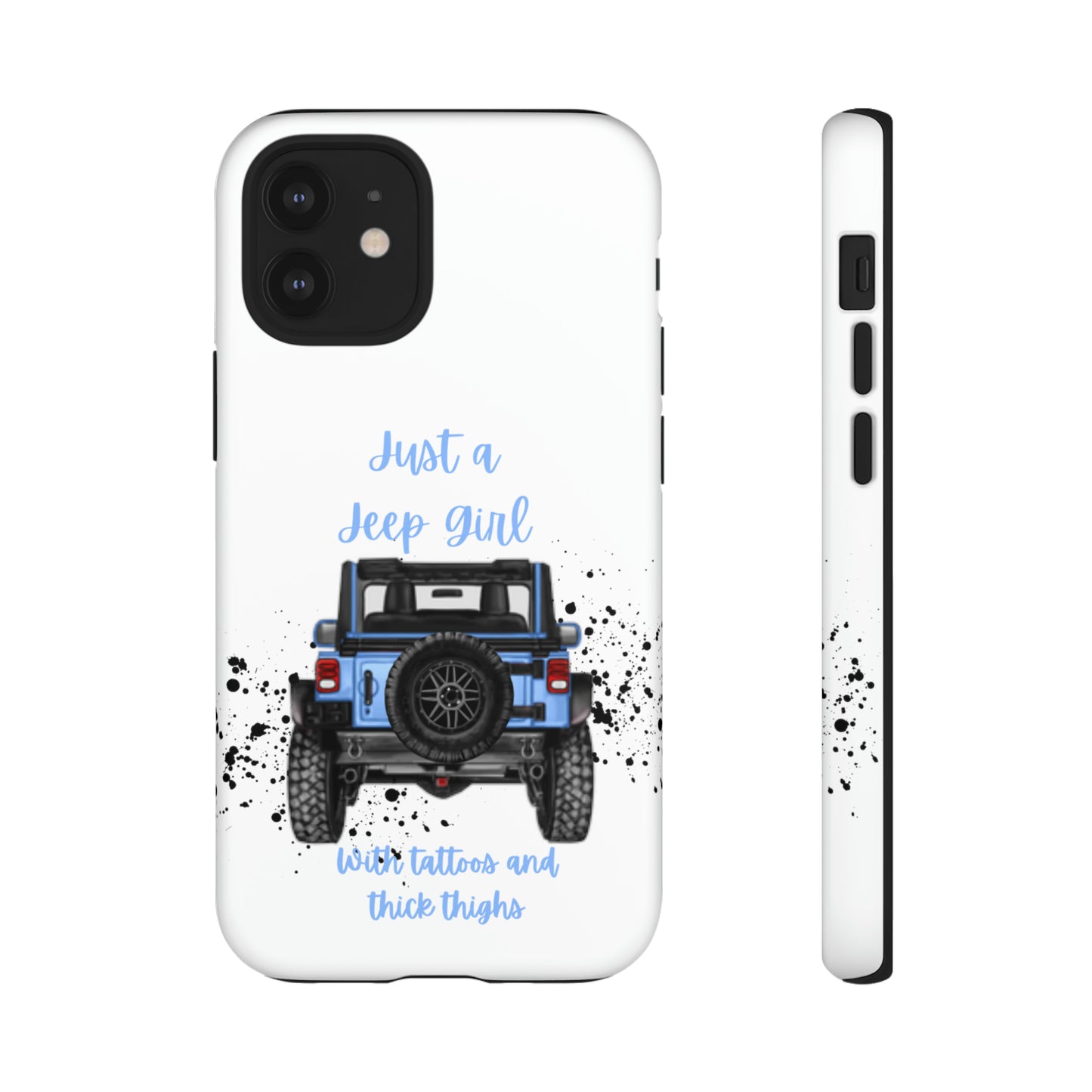 Off Road Girl with Tattoos and Thick Thighs Blue Protective Phone Case