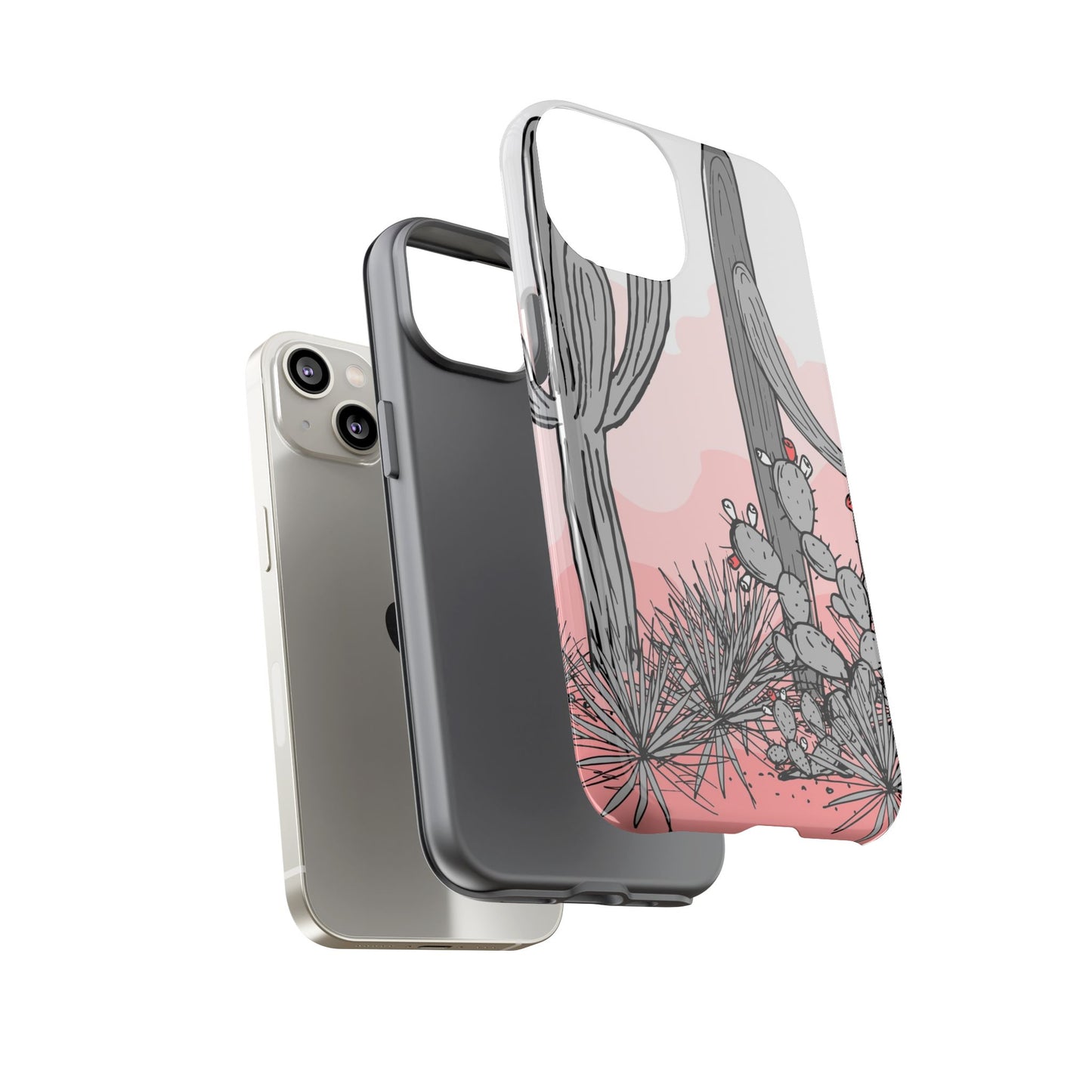 Pastel Cactus Sunset Protective Phone Case