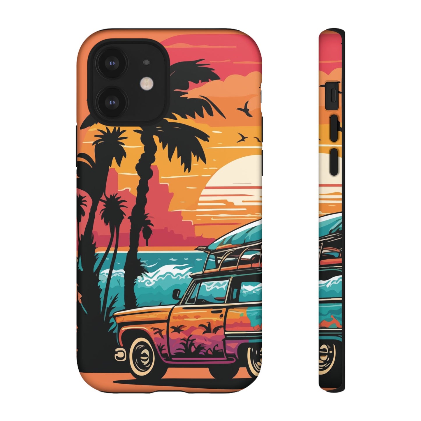 Summer Retro Sunset Protective Phone Case