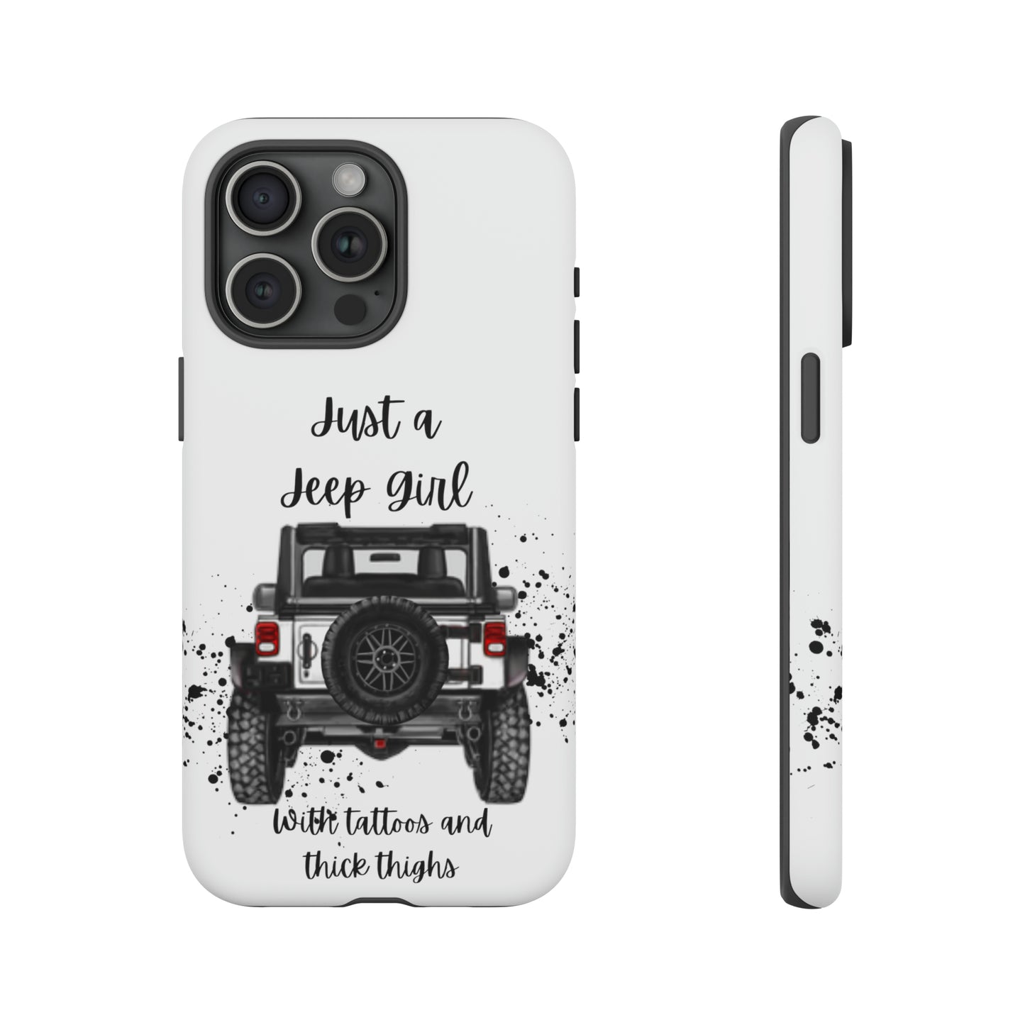 Off Road Girl with Tattoos and Thick Thighs Black Protective Phone Case