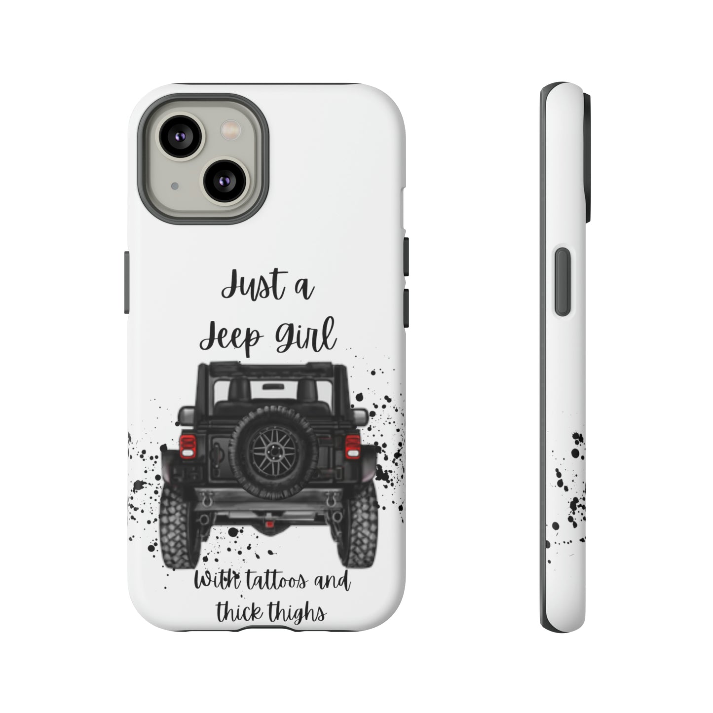 Off Road Girl with Tattoos and Thick Thighs Black Protective Phone Case