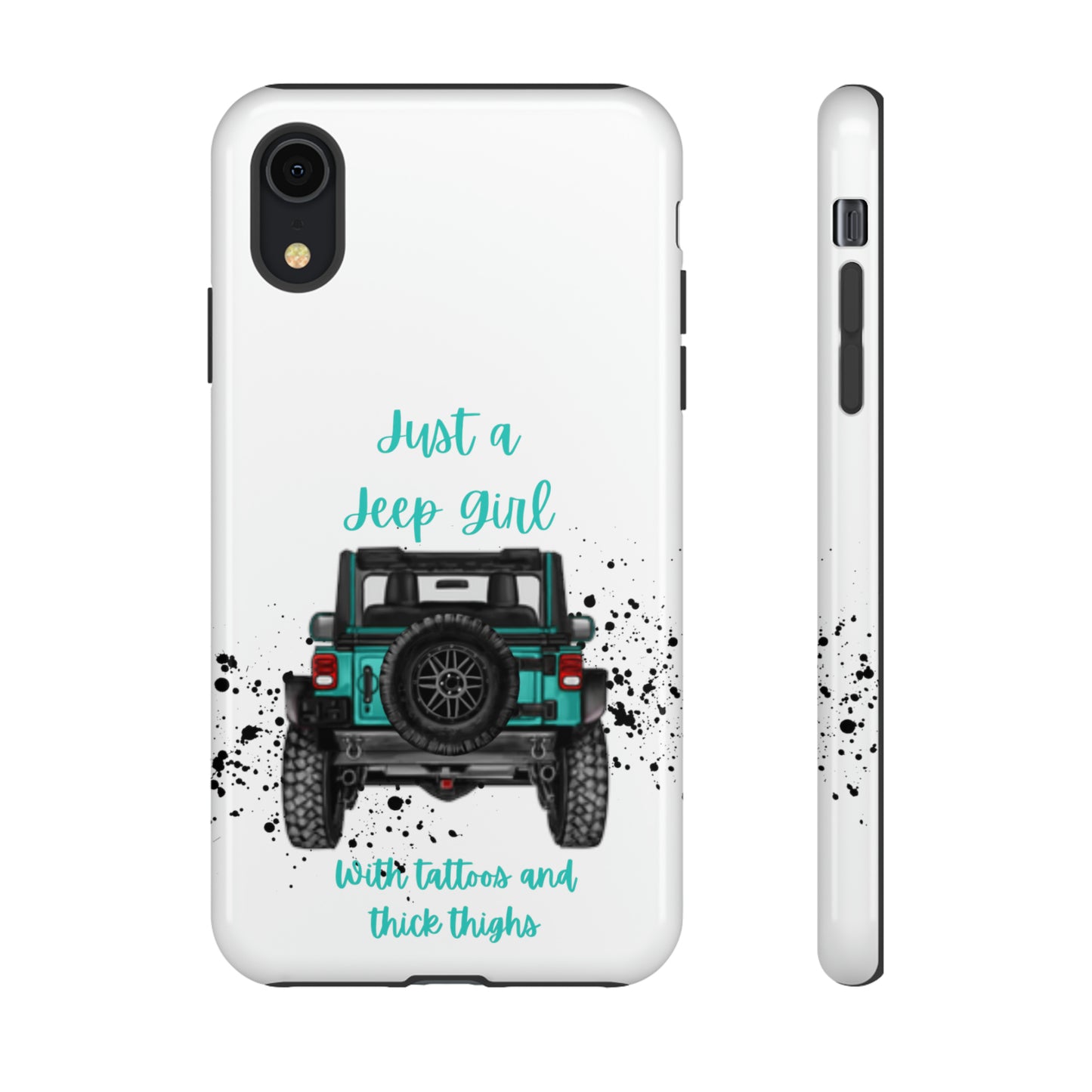 Off Road Girl with Tattoos and Thick Thighs Turquoise Protective Phone Case