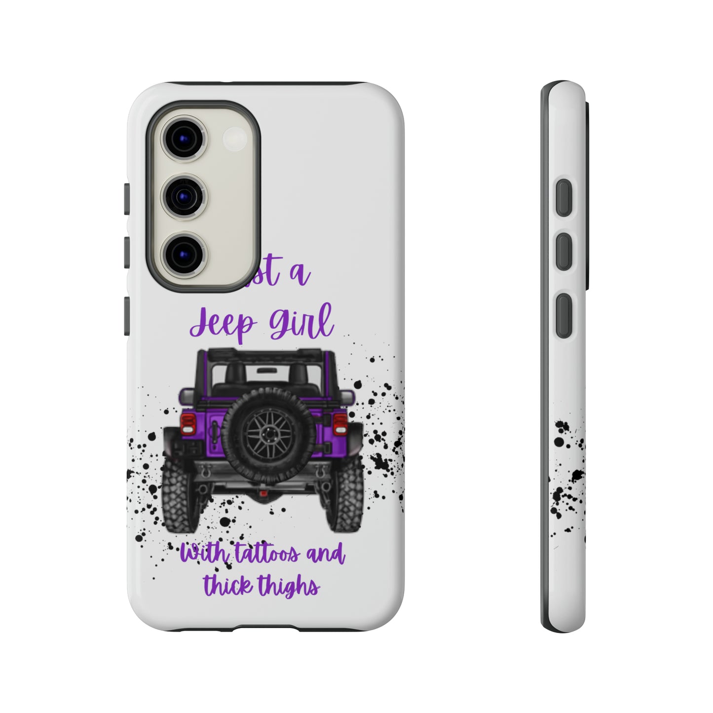 Off Road Girl with Tattoos and Thick Thighs Purple Protective Phone Case