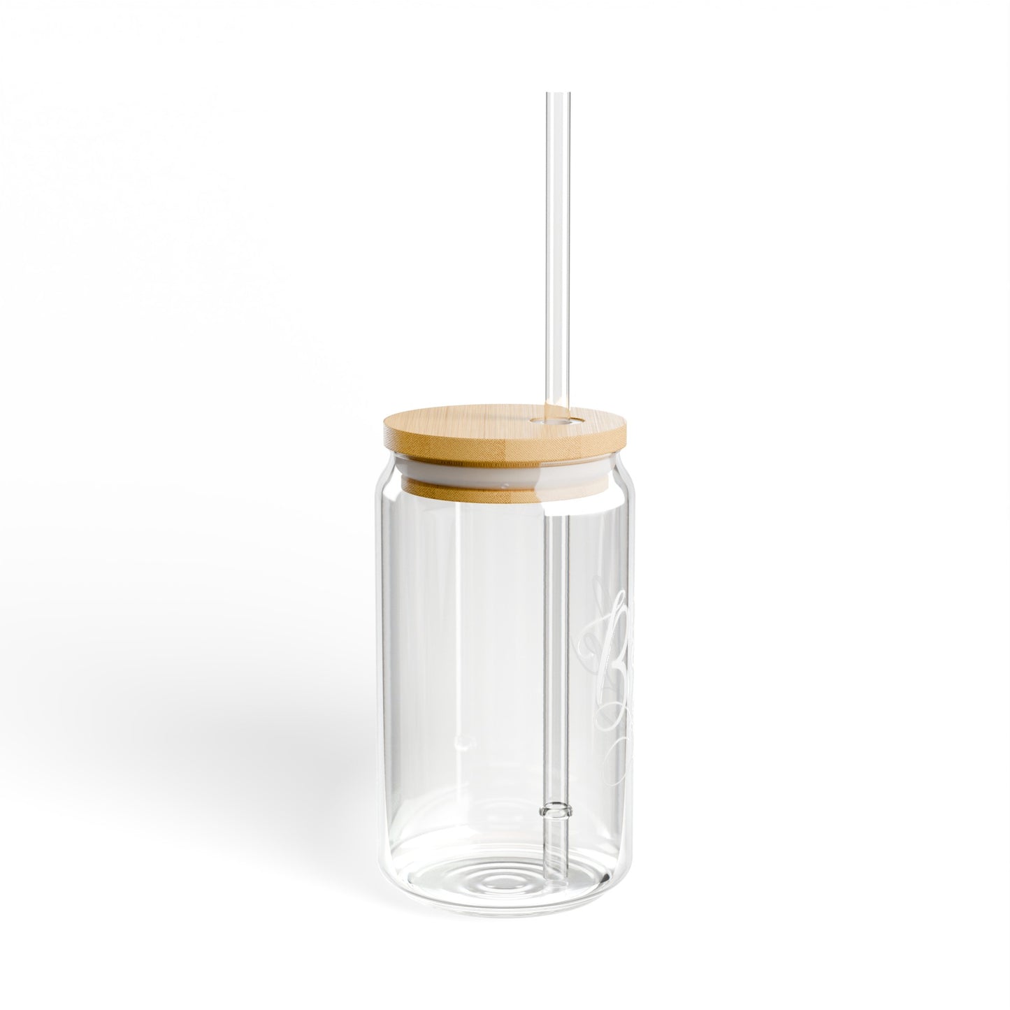 All White Bride 16oz Glass Can with Lid and Straw