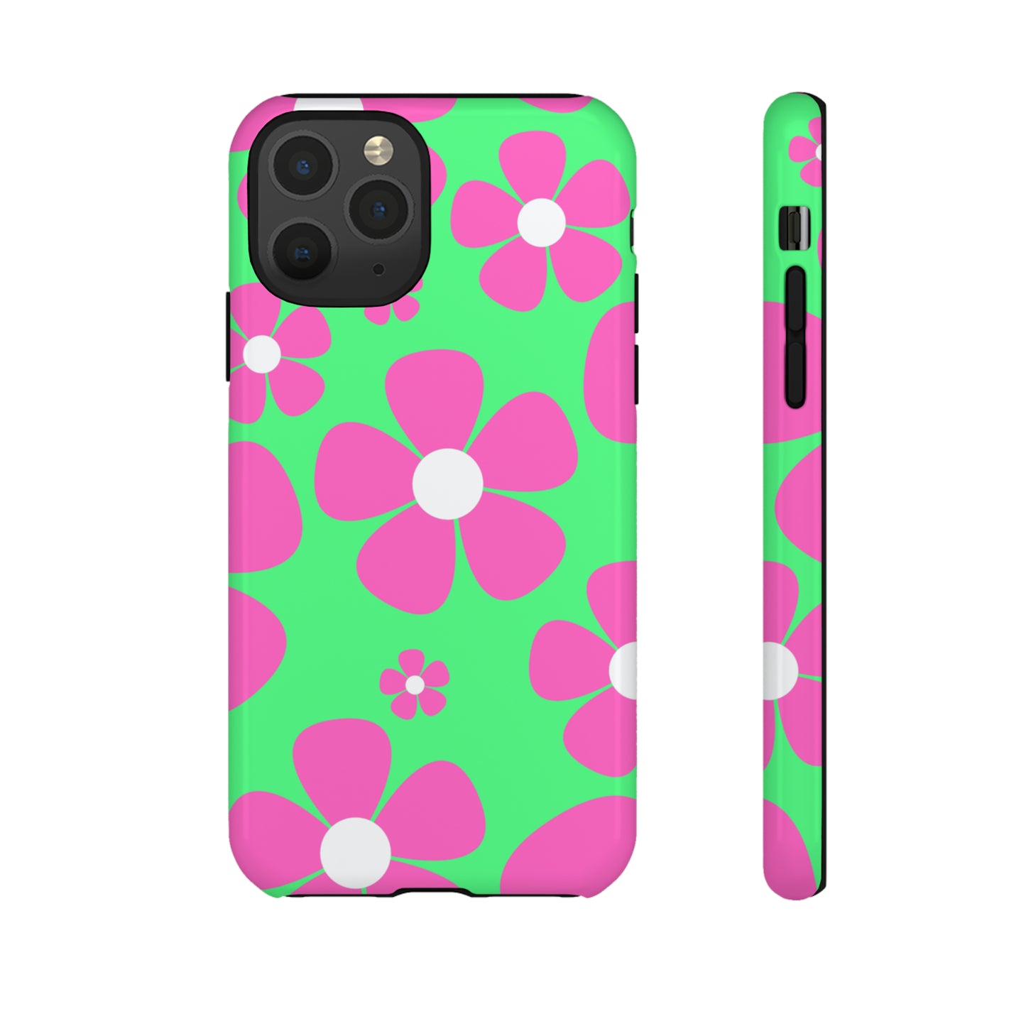 Green with pink flowers protective case