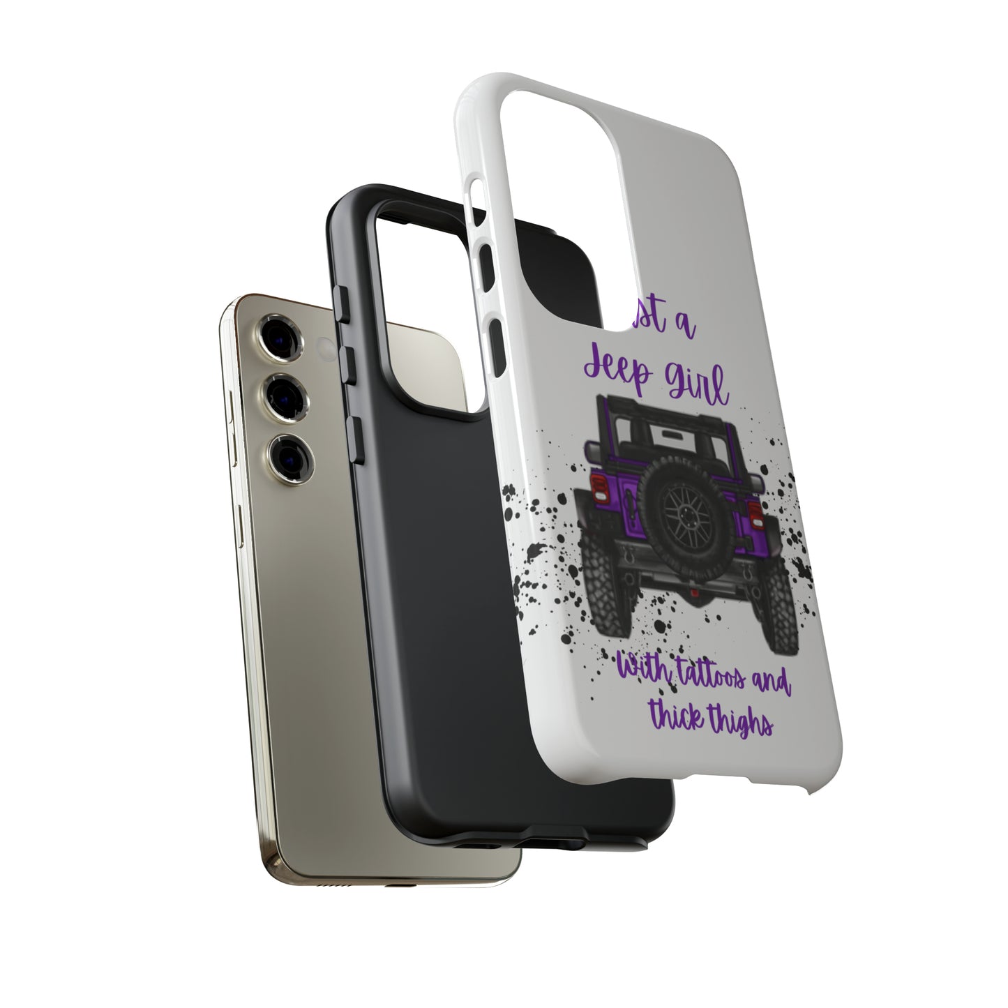 Off Road Girl with Tattoos and Thick Thighs Purple Protective Phone Case