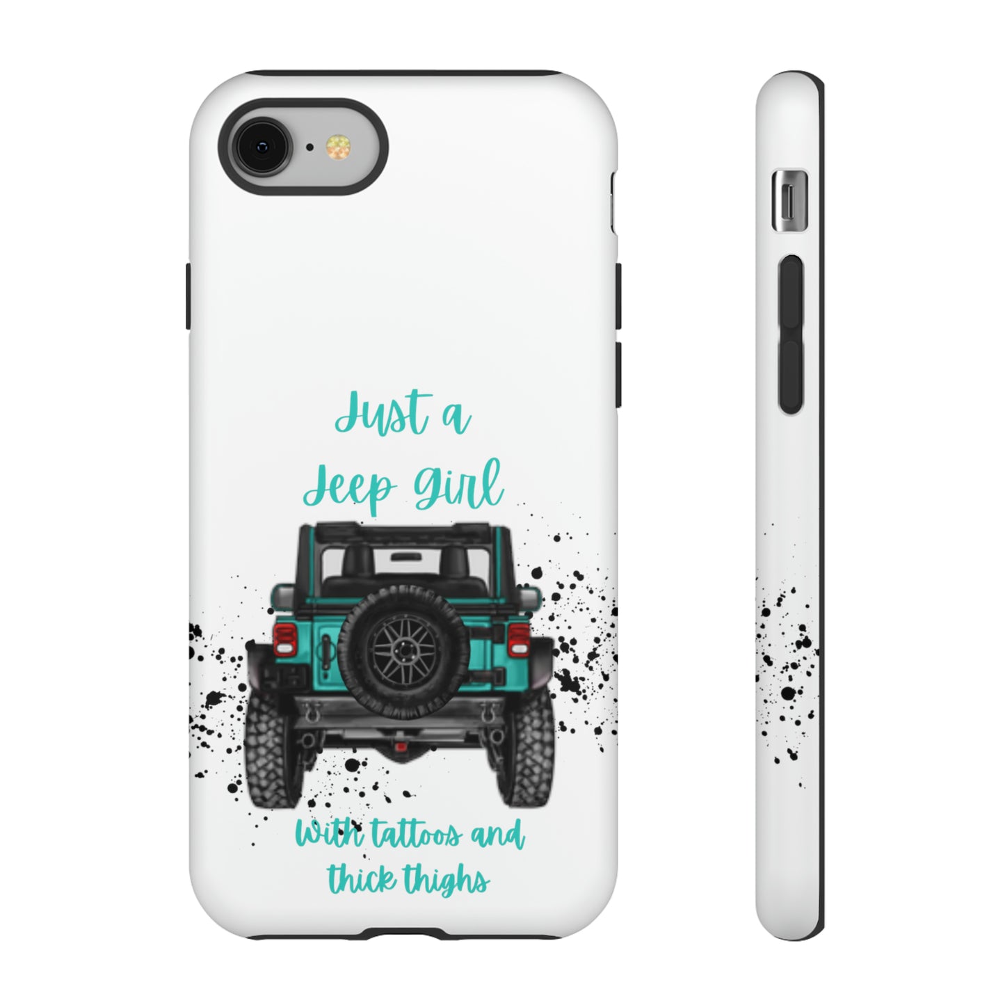 Off Road Girl with Tattoos and Thick Thighs Turquoise Protective Phone Case