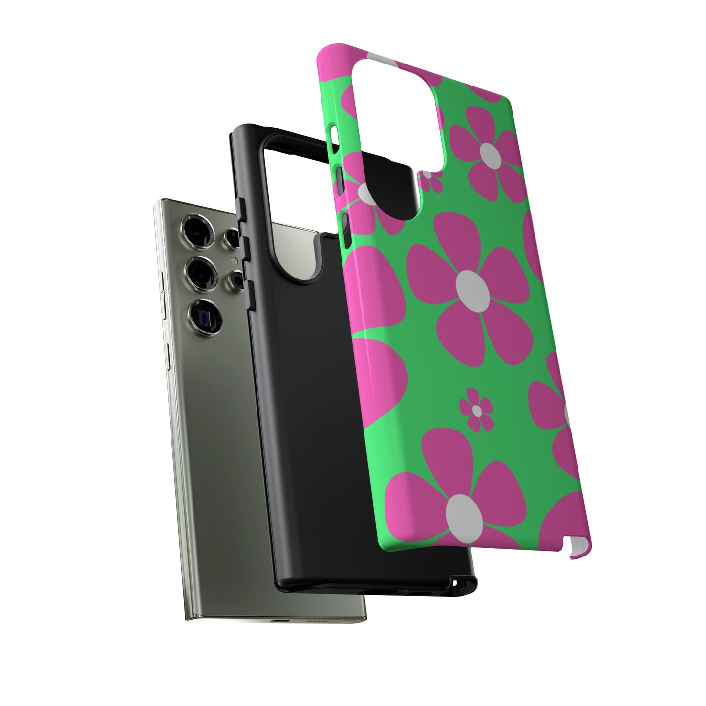 Green with pink flowers protective case