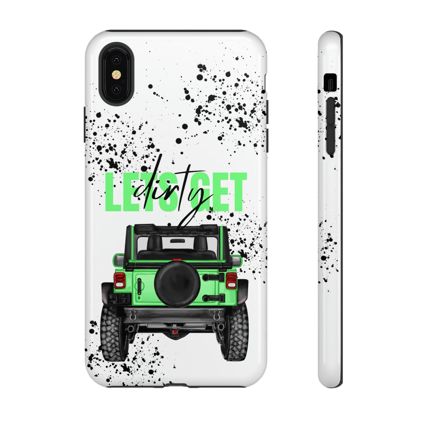 Lets Get Dirty Off Road Green Splatter Protective Phone Case