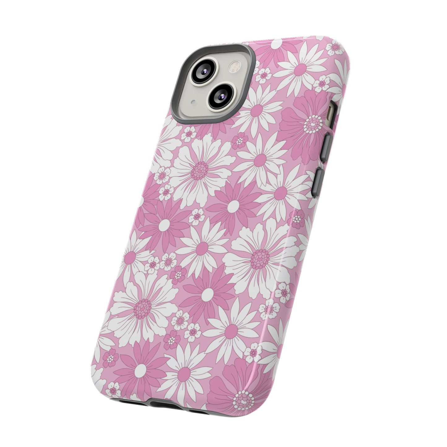 Pink and White Flowers Protective Phone Case