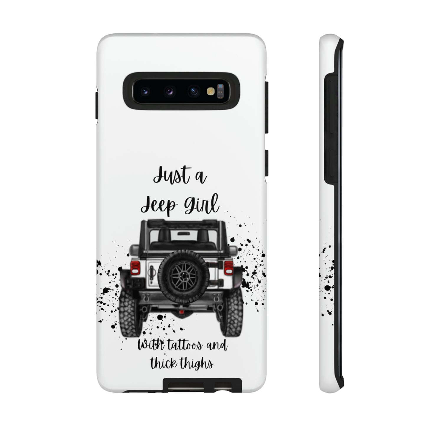 Off Road Girl with Tattoos and Thick Thighs Black Protective Phone Case