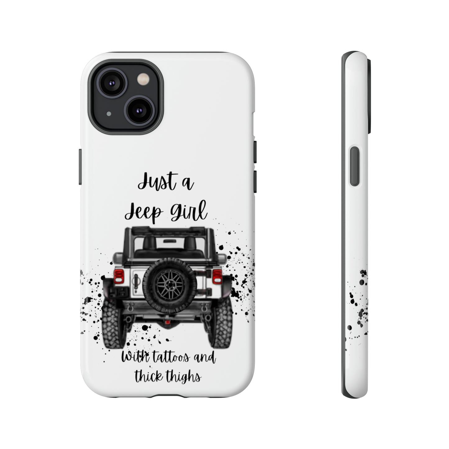 Off Road Girl with Tattoos and Thick Thighs Black Protective Phone Case